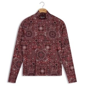 Point Printed Crop Mock Neck Bandana Mix